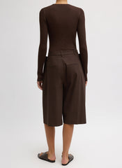 Luxe Spring Twill Tucked Pleated Wide Leg Short | Tibi