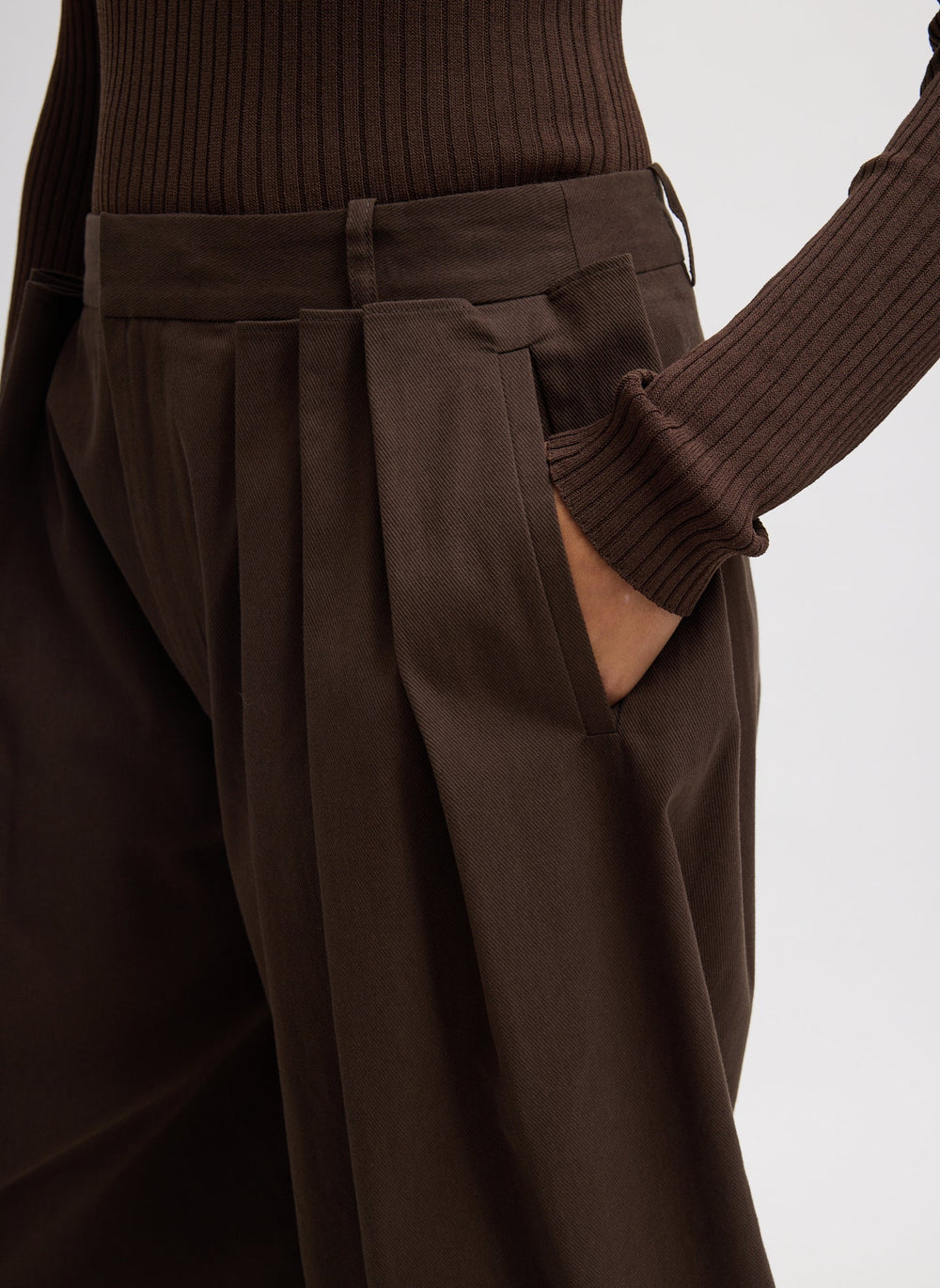 Luxe Spring Twill Tucked Pleated Wide Leg Short | Tibi