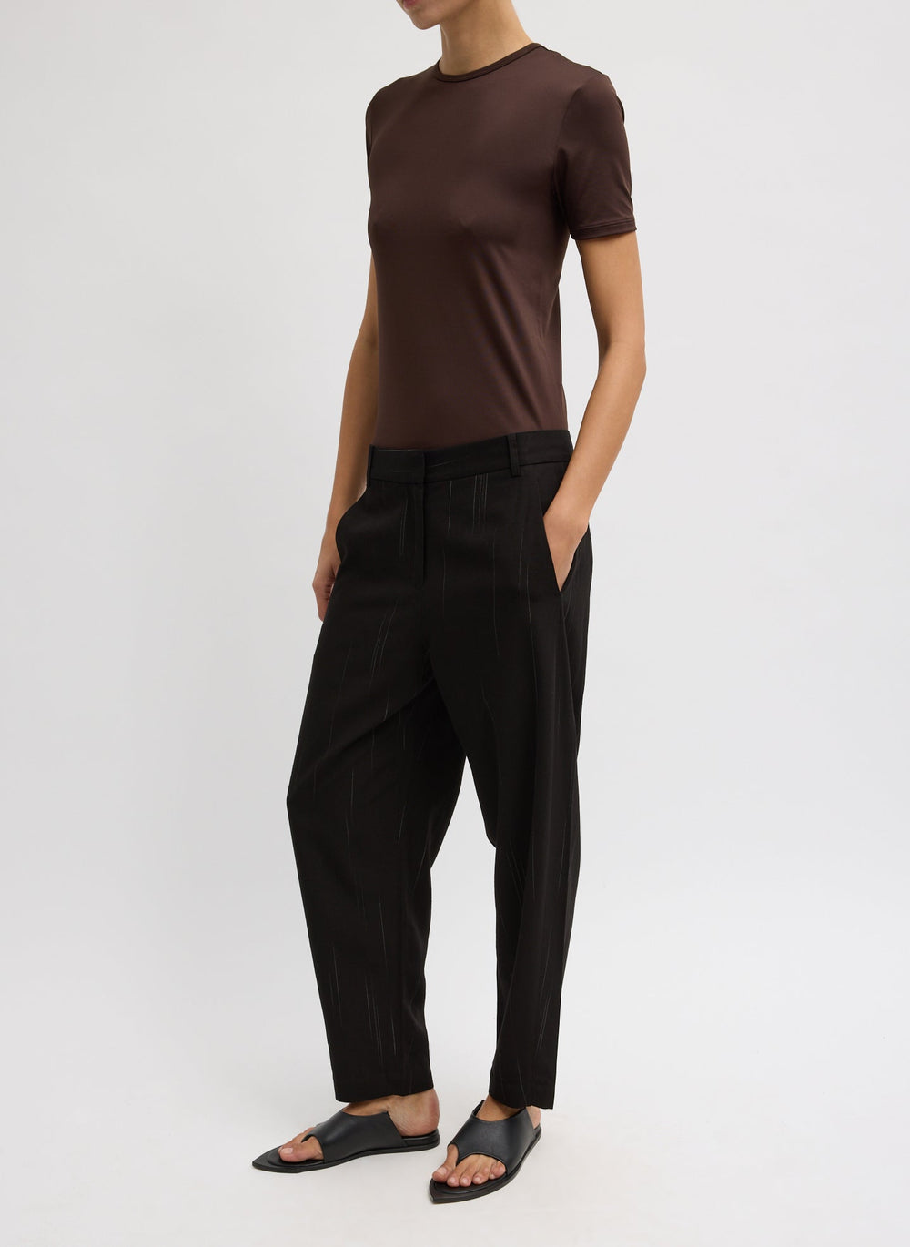 Viscose Suiting Reese Curved Ankle Pant | Tibi
