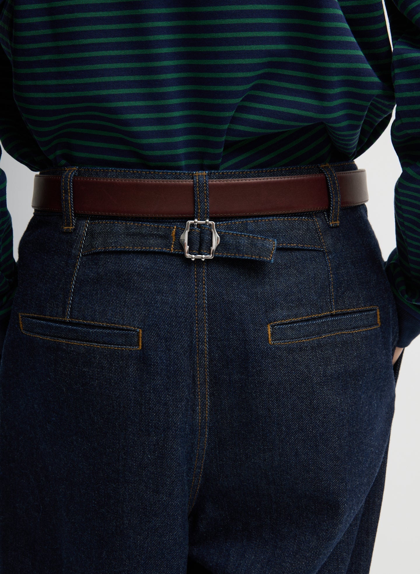 Indigo Denim Triple Pleat Jean | Tibi