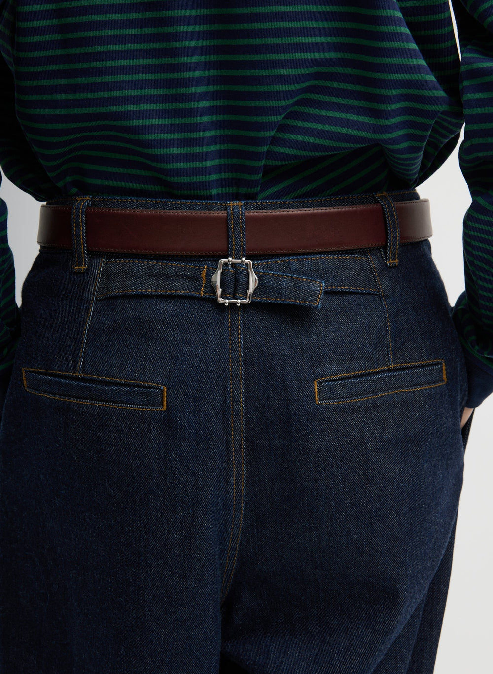 Indigo Denim Triple Pleat Jean | Tibi