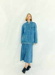 Classic Denim Sculpted Silke Skirt | Tibi