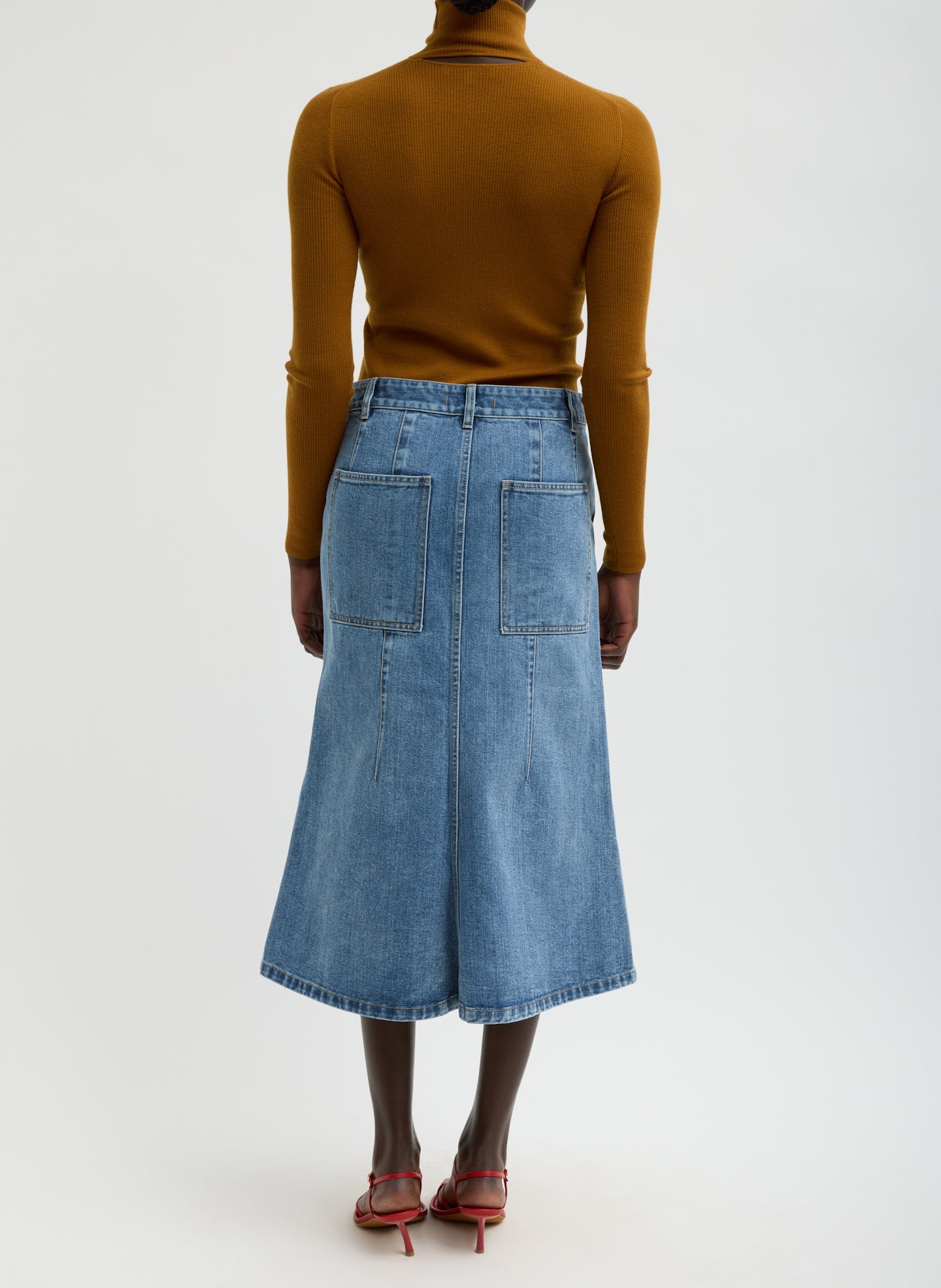 Classic Denim Sculpted Silke Skirt | Tibi