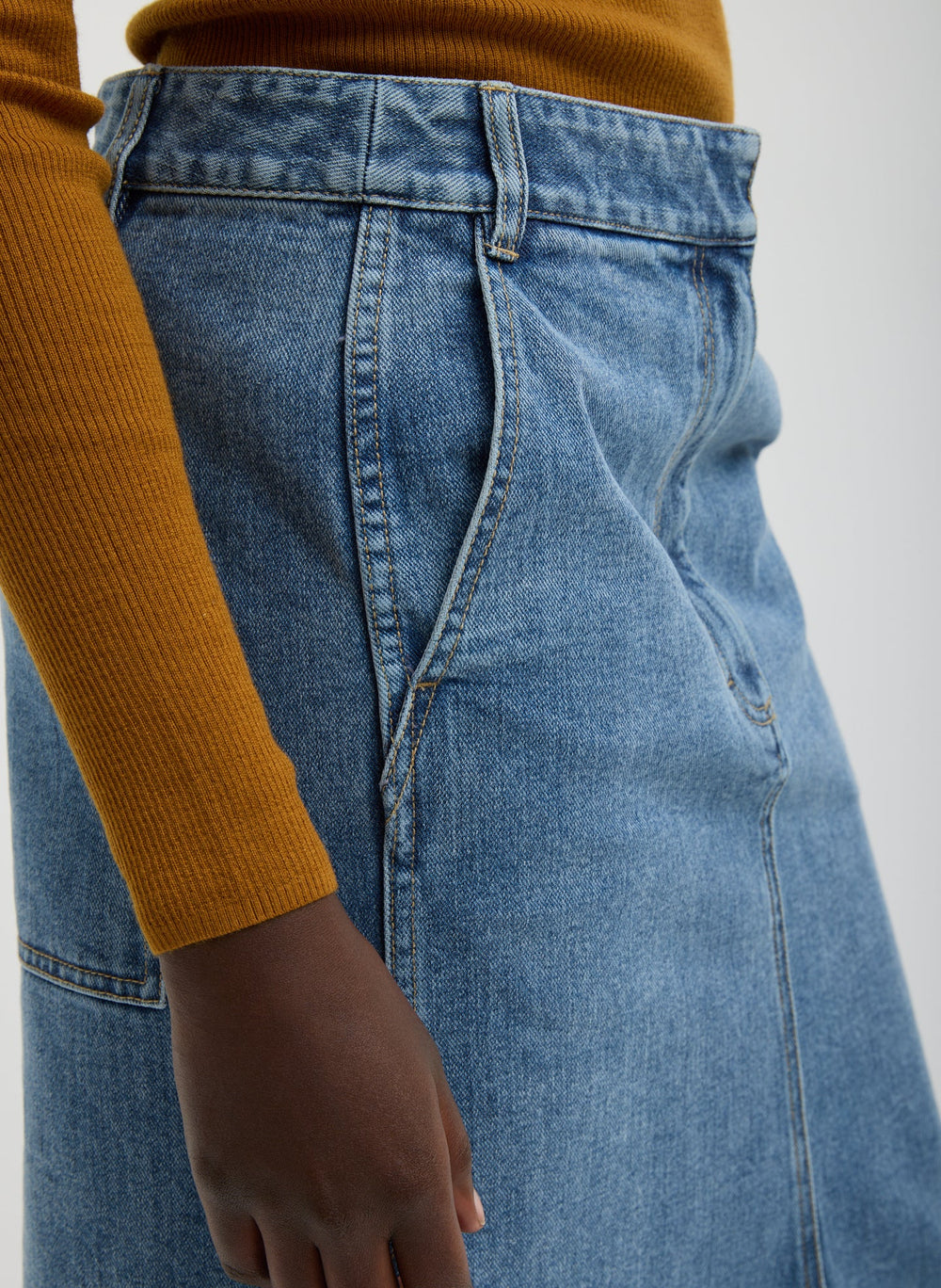 Classic Denim Sculpted Silke Skirt | Tibi