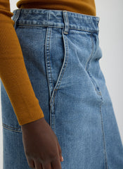 Classic Denim Sculpted Silke Skirt | Tibi