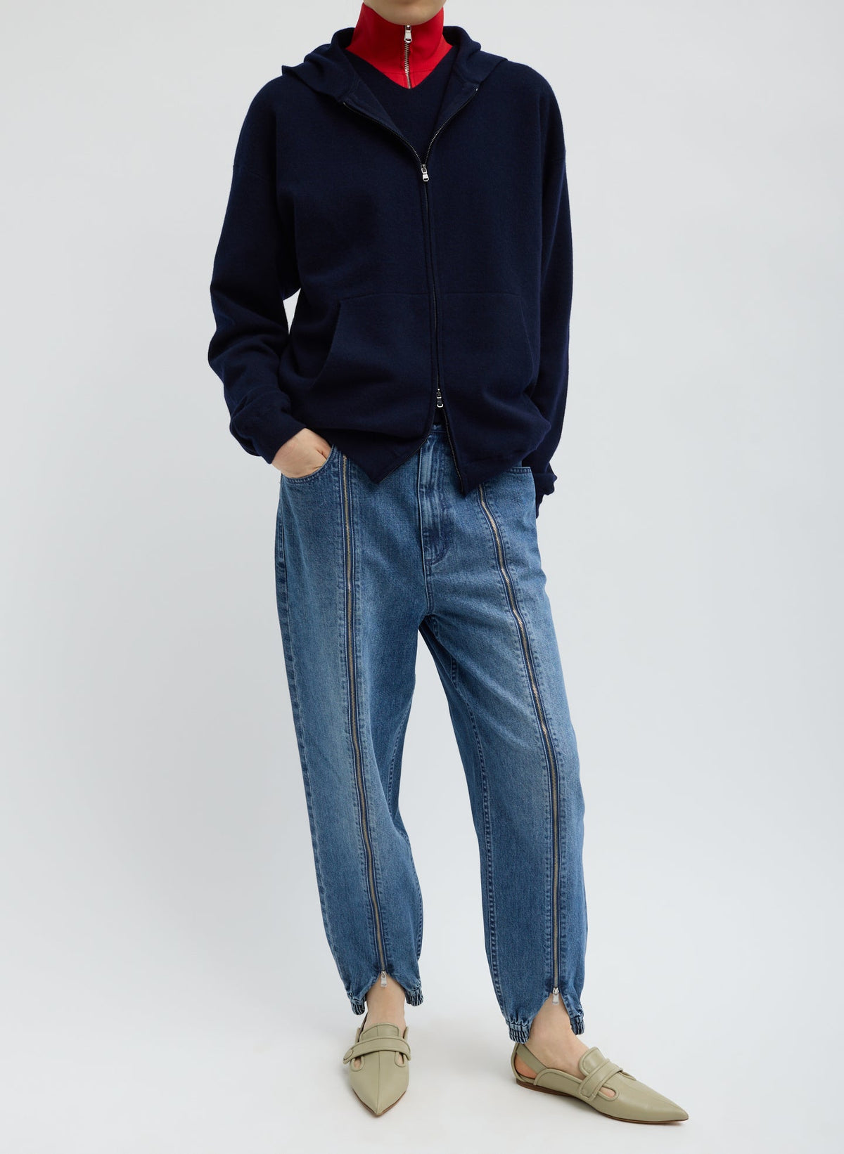 Zippered Denim Jogger | Tibi