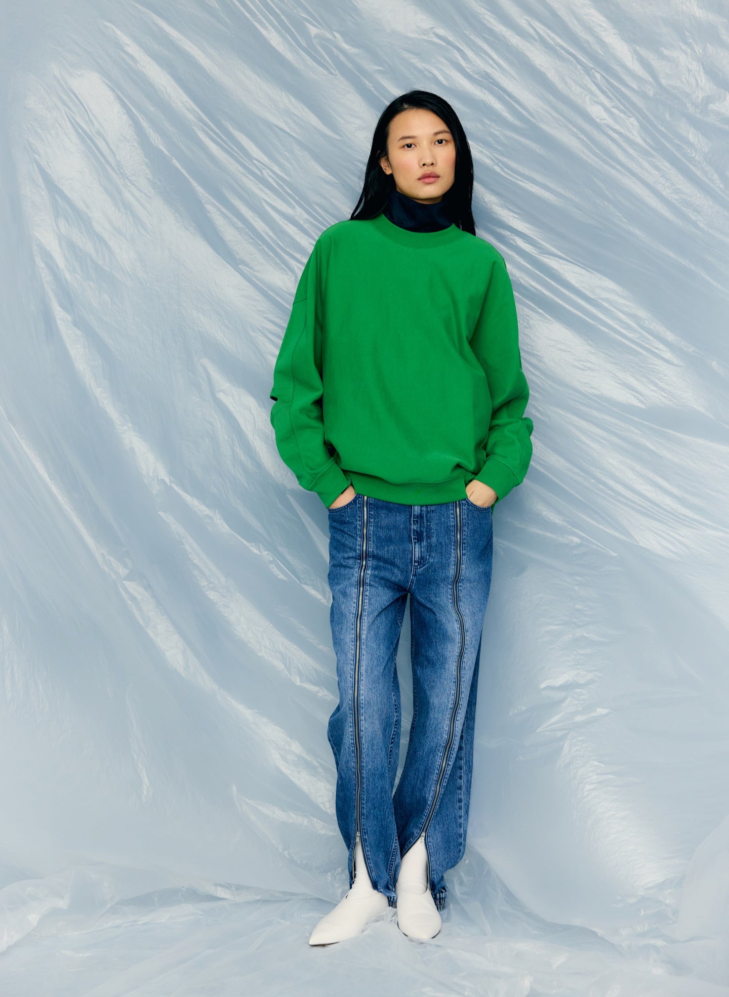 Zippered Denim Jogger | Tibi