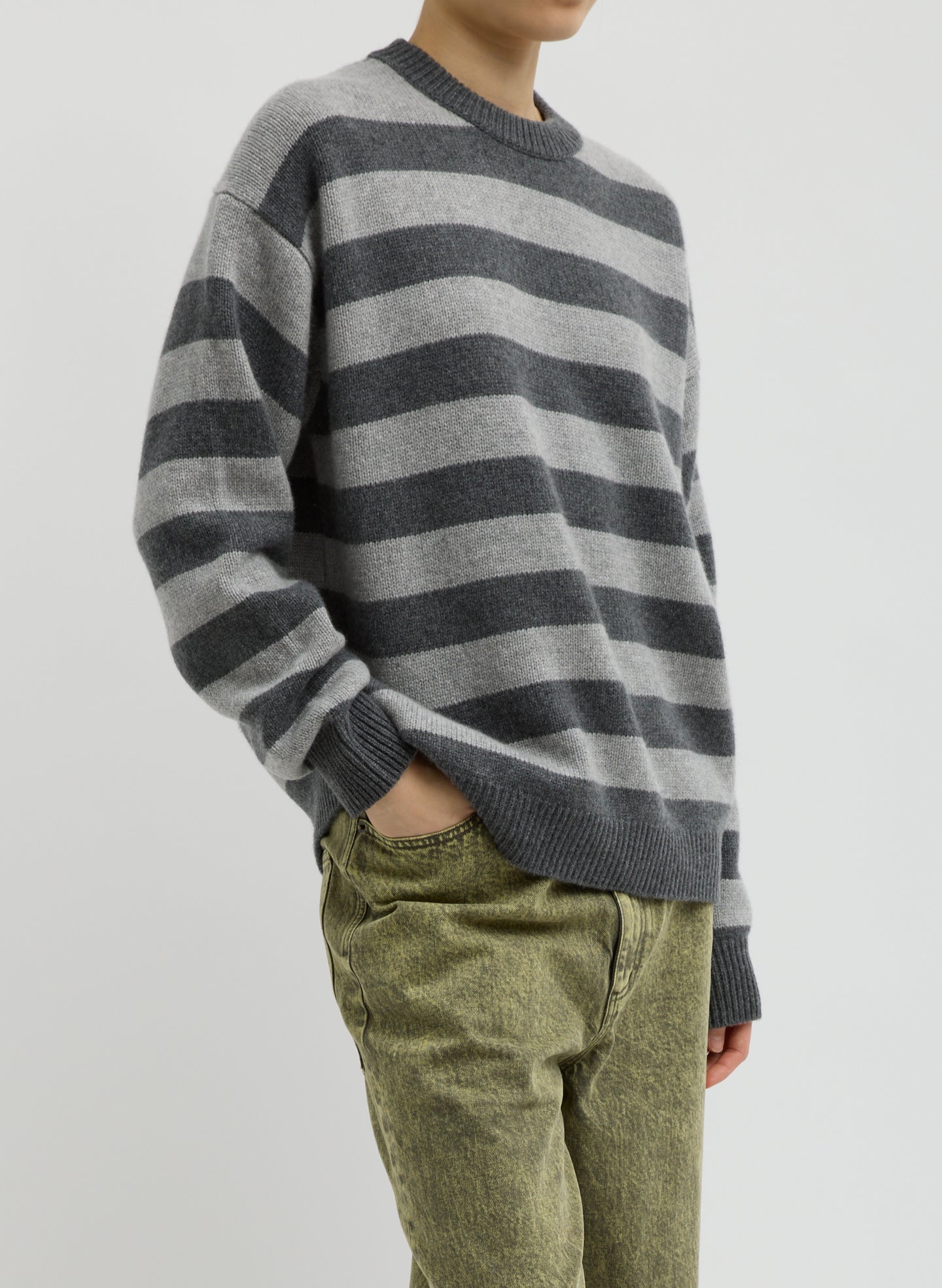 Striped Cashmere Crewneck Easy Pullover | Tibi