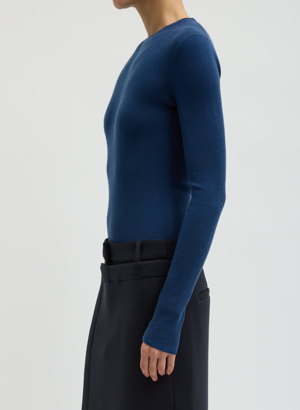 Featherweight Ribbed Sweater Crewneck Pullover | Tibi