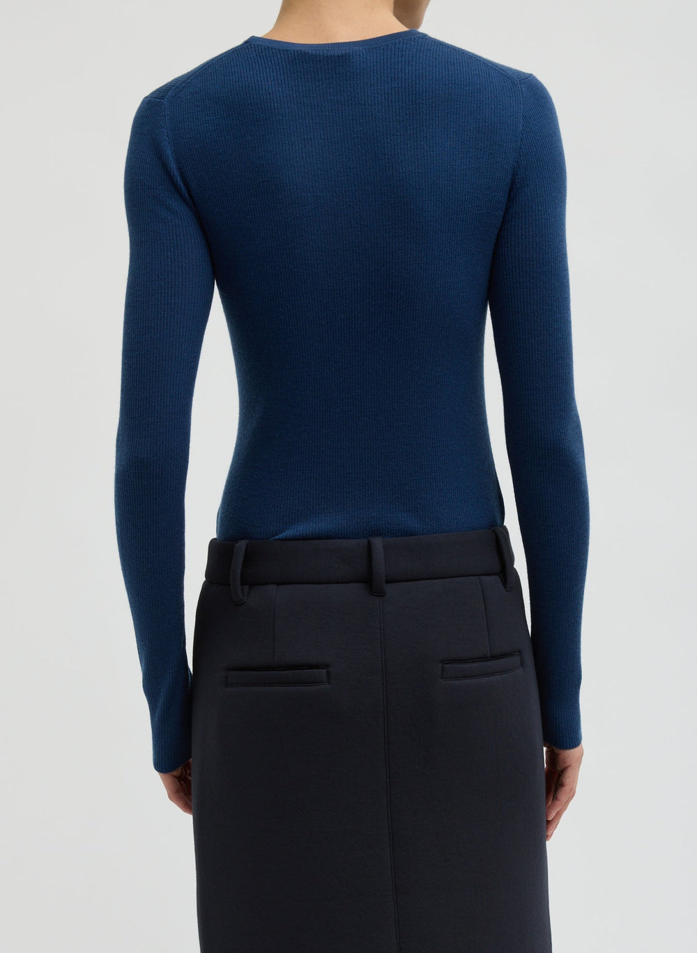 Featherweight Ribbed Sweater Crewneck Pullover | Tibi