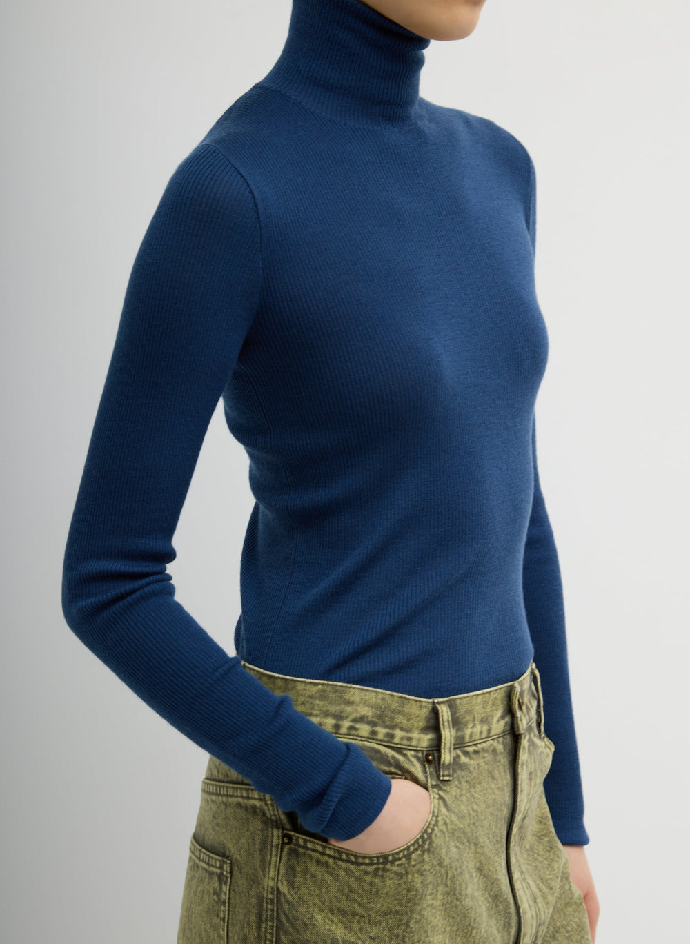 Featherweight Ribbed Sweater Turtleneck Pullover | Tibi