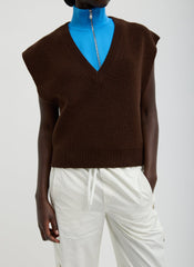 Cardigan Stitch Sweater Vest With Removable Dickie | Tibi