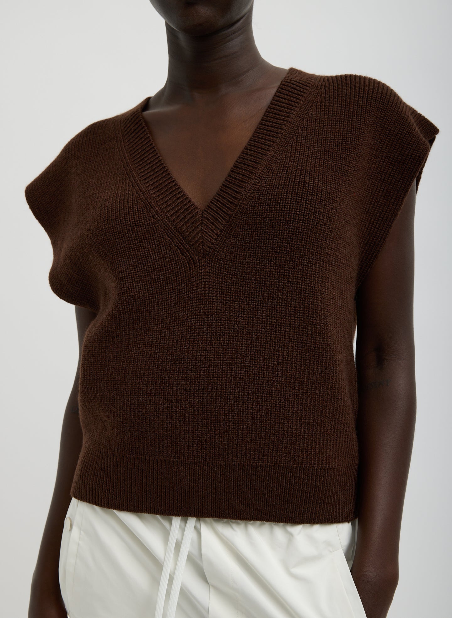 Cardigan Stitch Sweater Vest With Removable Dickie | Tibi