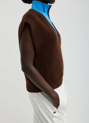 Cardigan Stitch Sweater Vest With Removable Dickie | Tibi