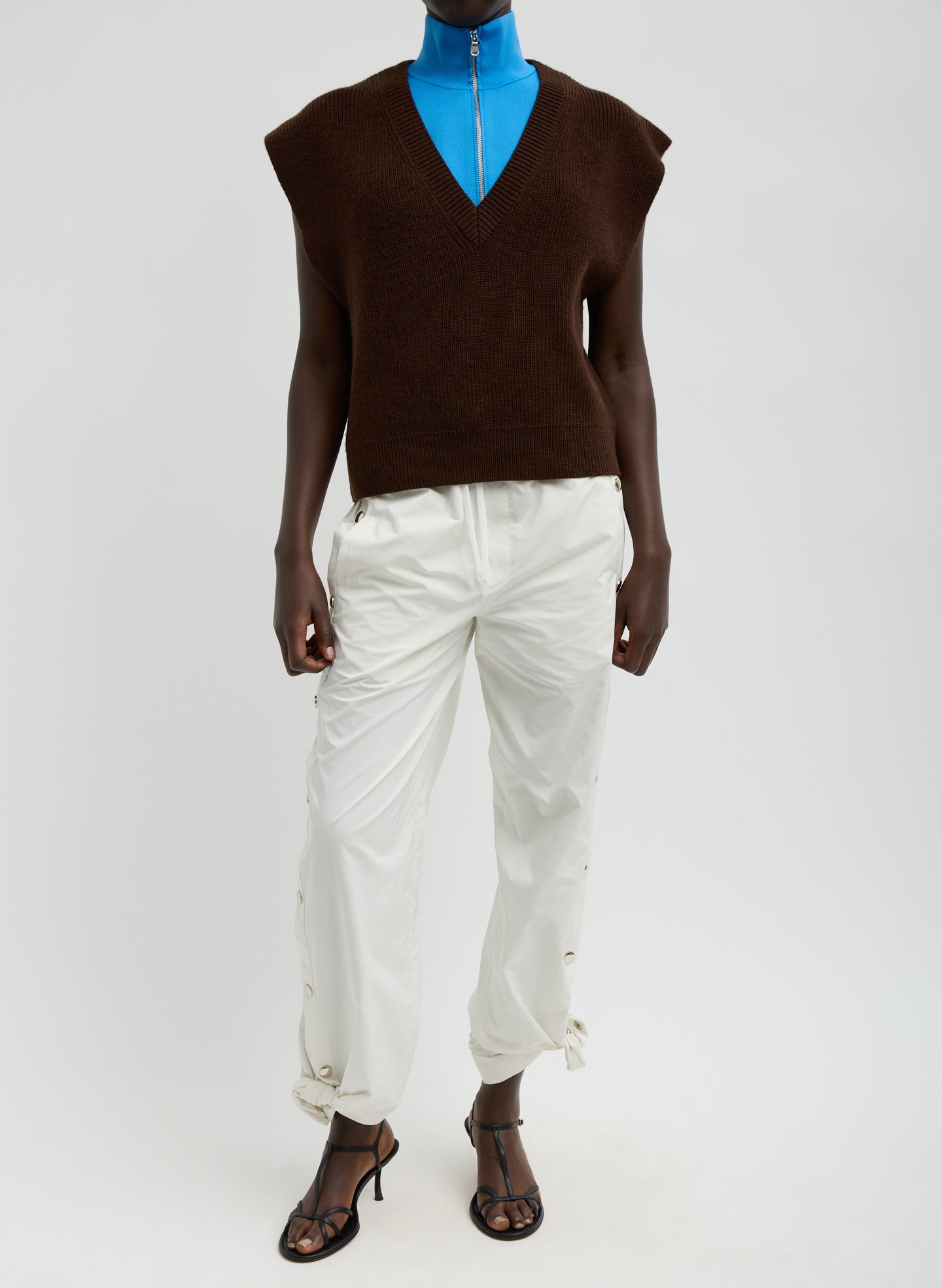 Cardigan Stitch Sweater Vest With Removable Dickie | Tibi