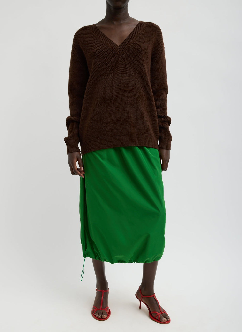 Cardigan Stitch V-Neck With Removable Dickie | Tibi