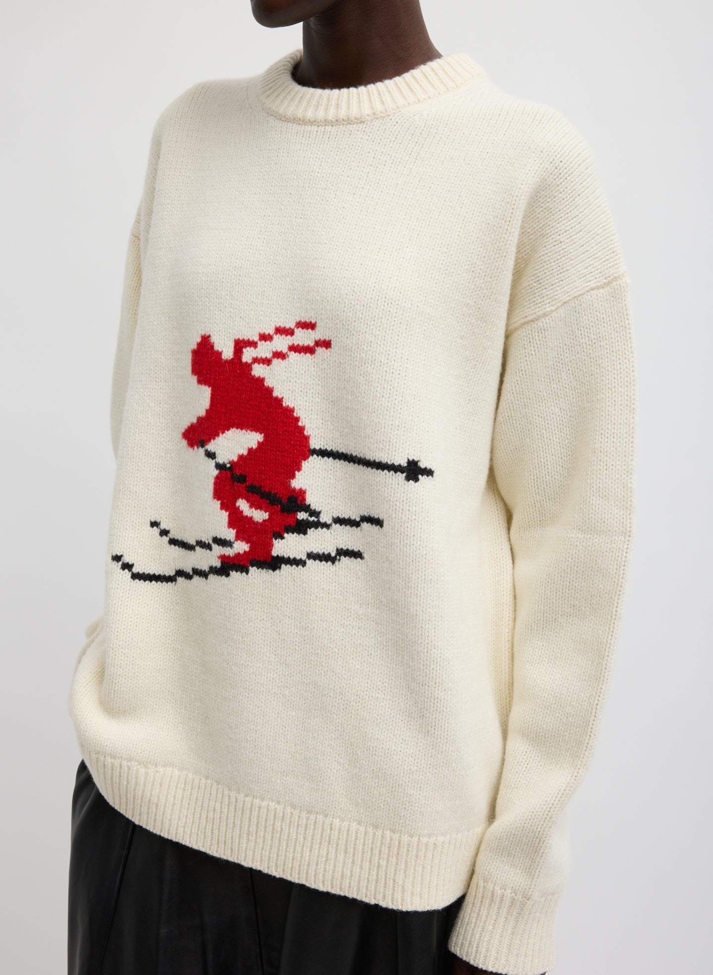 Soft Wool Ski Easy Pullover Crewneck Sweater | Tibi