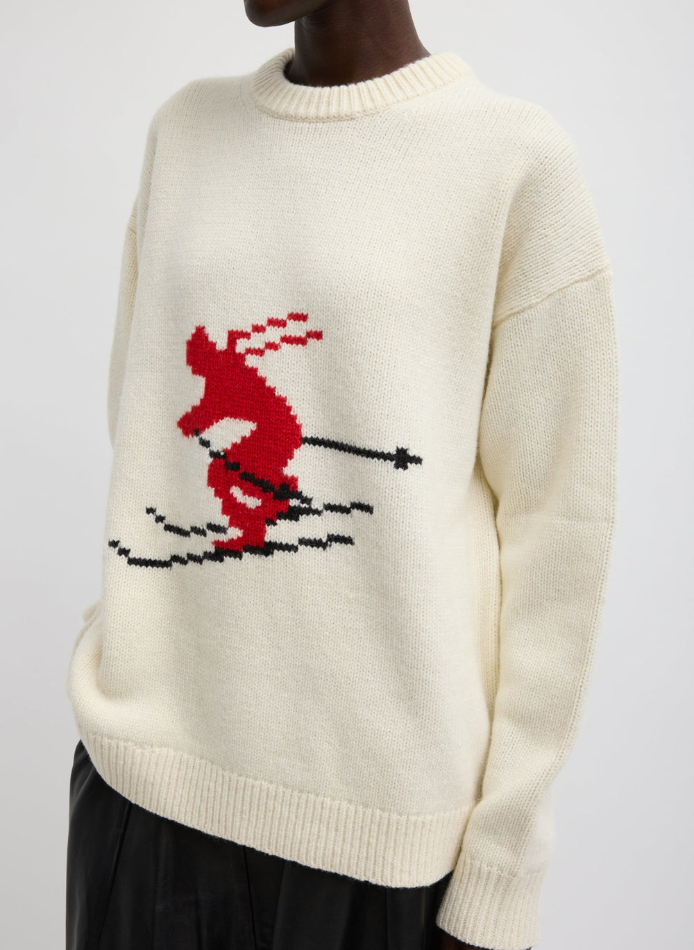 Soft Wool Ski Easy Pullover Crewneck Sweater | Tibi