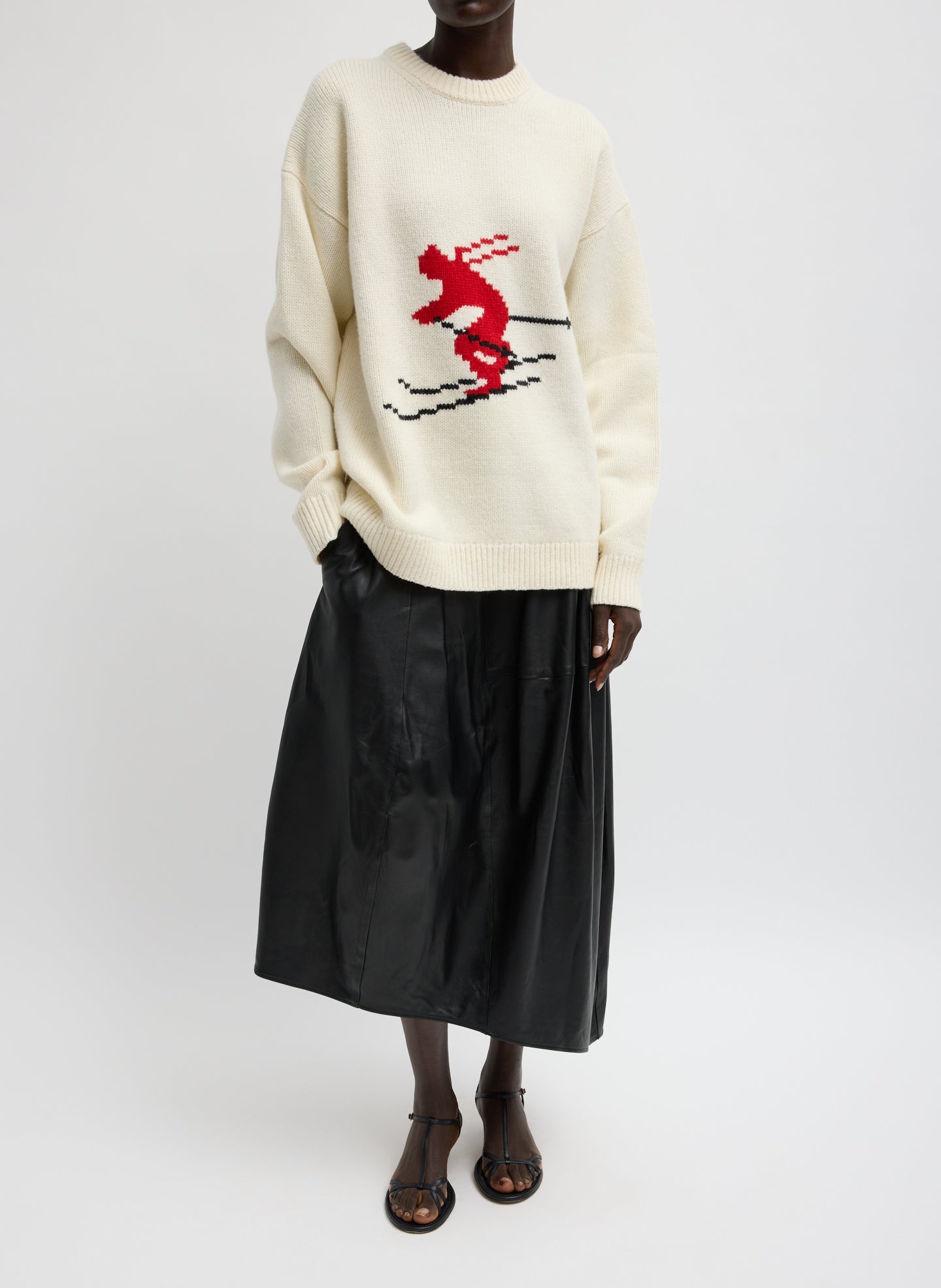 Soft Wool Ski Easy Pullover Crewneck Sweater | Tibi
