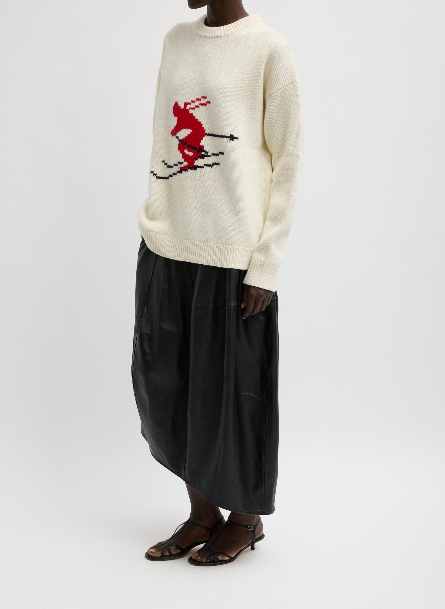Soft Wool Ski Easy Pullover Crewneck Sweater | Tibi