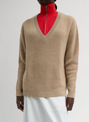 Cardigan Stitch V-Neck With Removable Dickie | Tibi