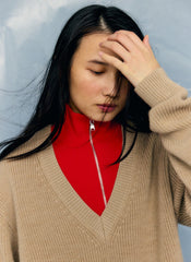 Cardigan Stitch V-Neck With Removable Dickie | Tibi