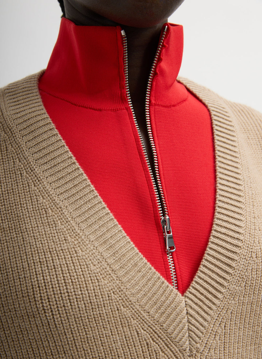 Cardigan Stitch V-Neck With Removable Dickie | Tibi