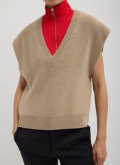 Cardigan Stitch Sweater Vest With Removable Dickie | Tibi