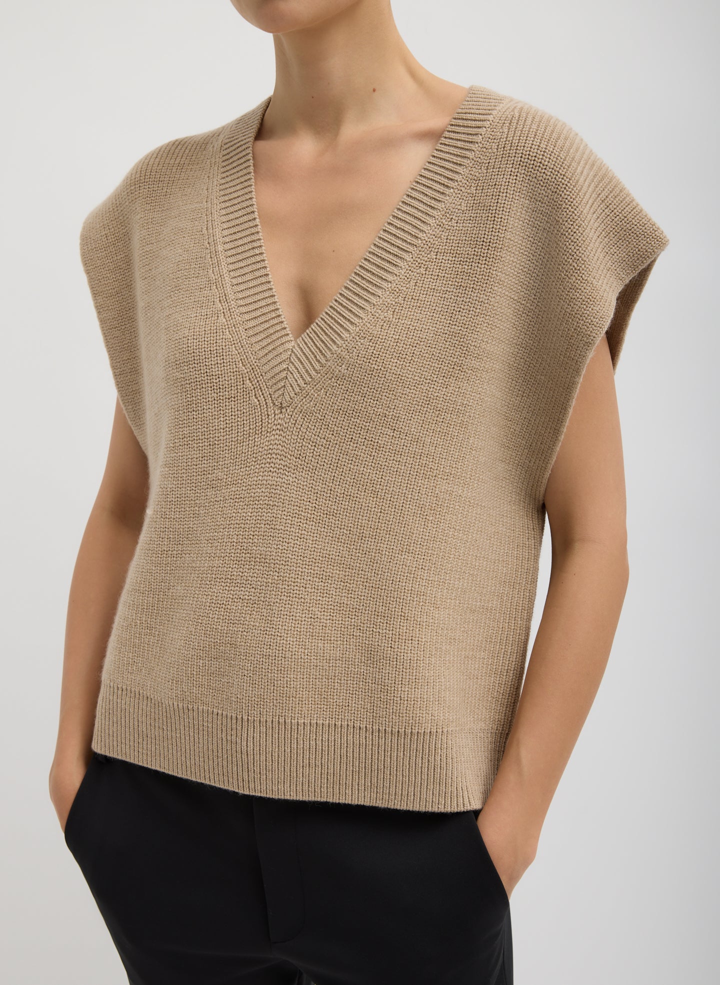 Cardigan Stitch Sweater Vest With Removable Dickie | Tibi