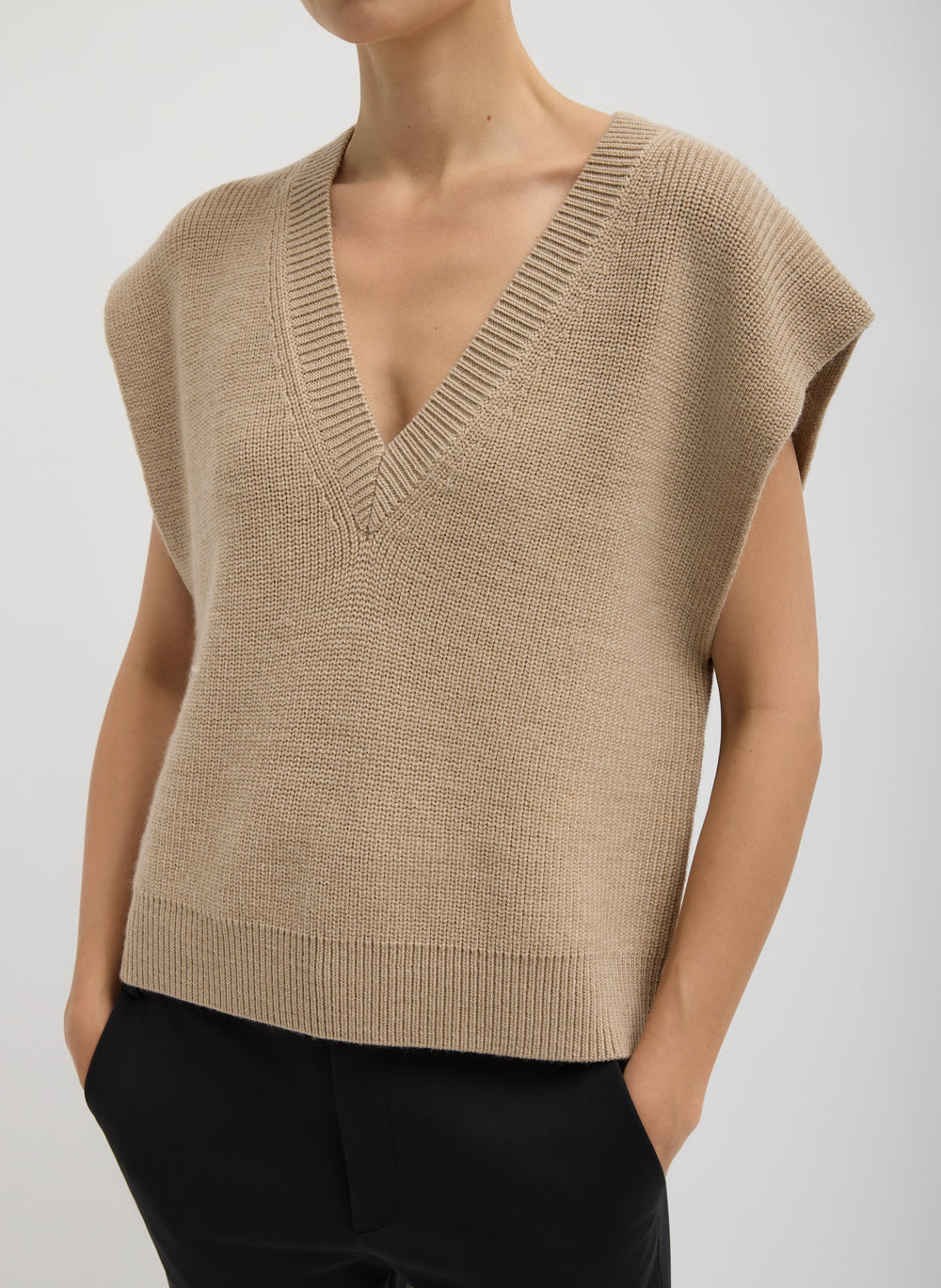 Cardigan Stitch Sweater Vest With Removable Dickie | Tibi