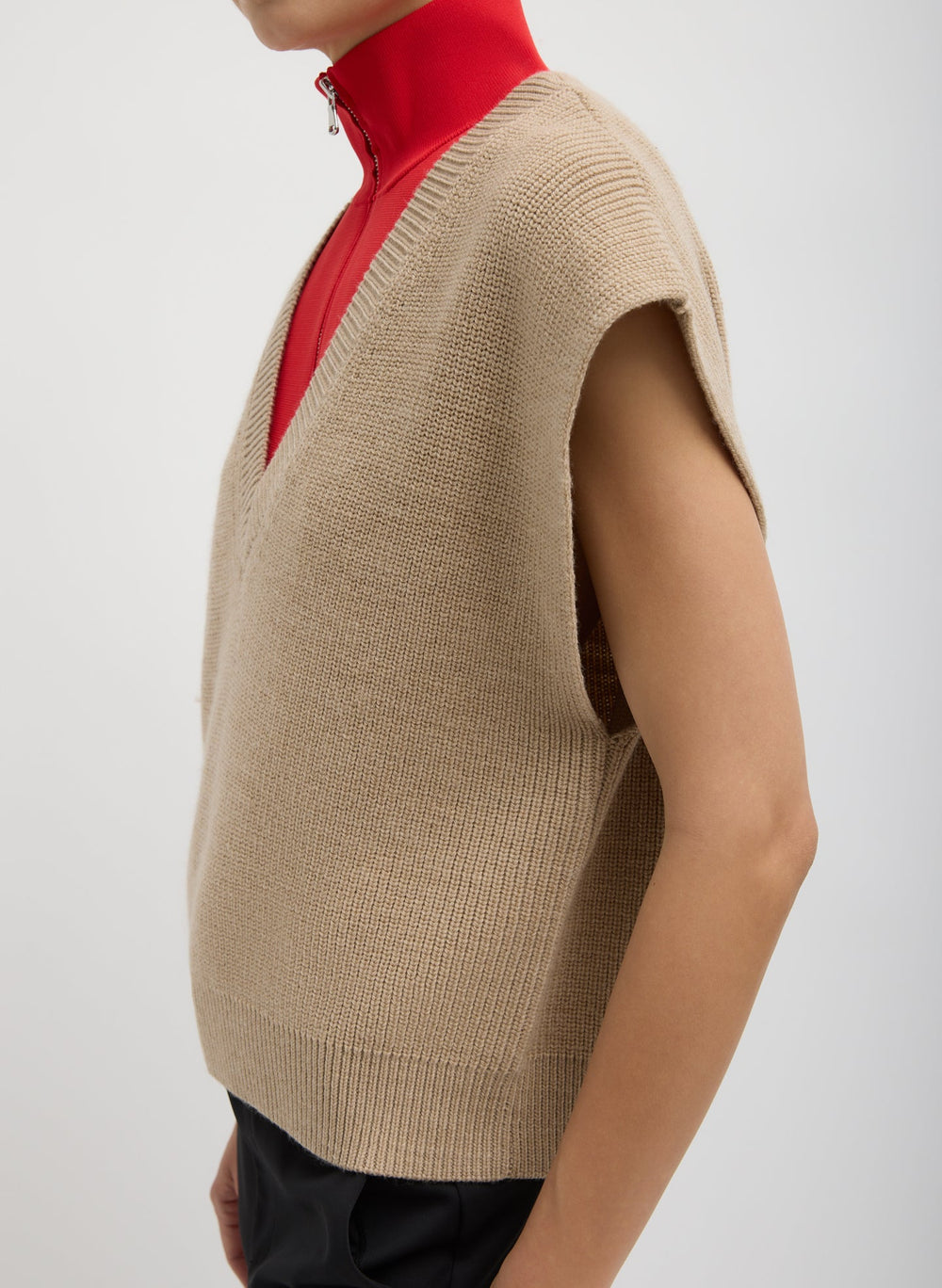 Cardigan Stitch Sweater Vest With Removable Dickie | Tibi