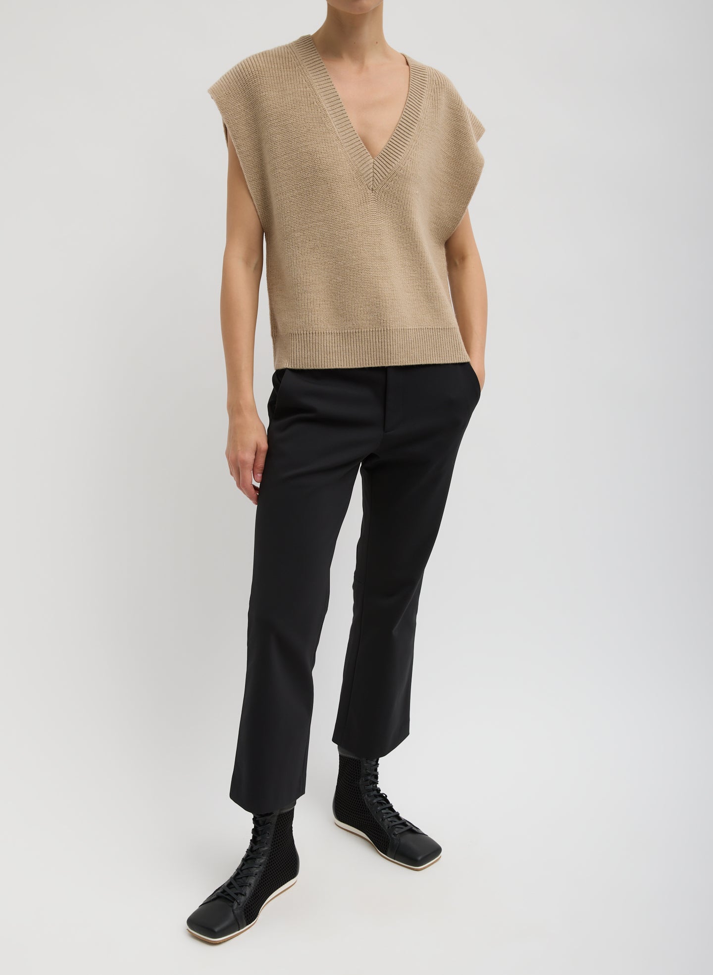Cardigan Stitch Sweater Vest With Removable Dickie | Tibi