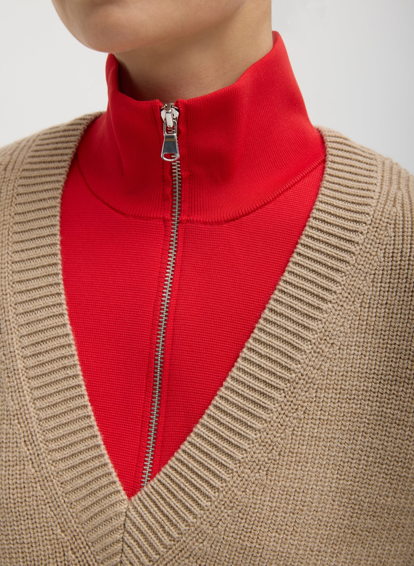 Cardigan Stitch Sweater Vest With Removable Dickie | Tibi
