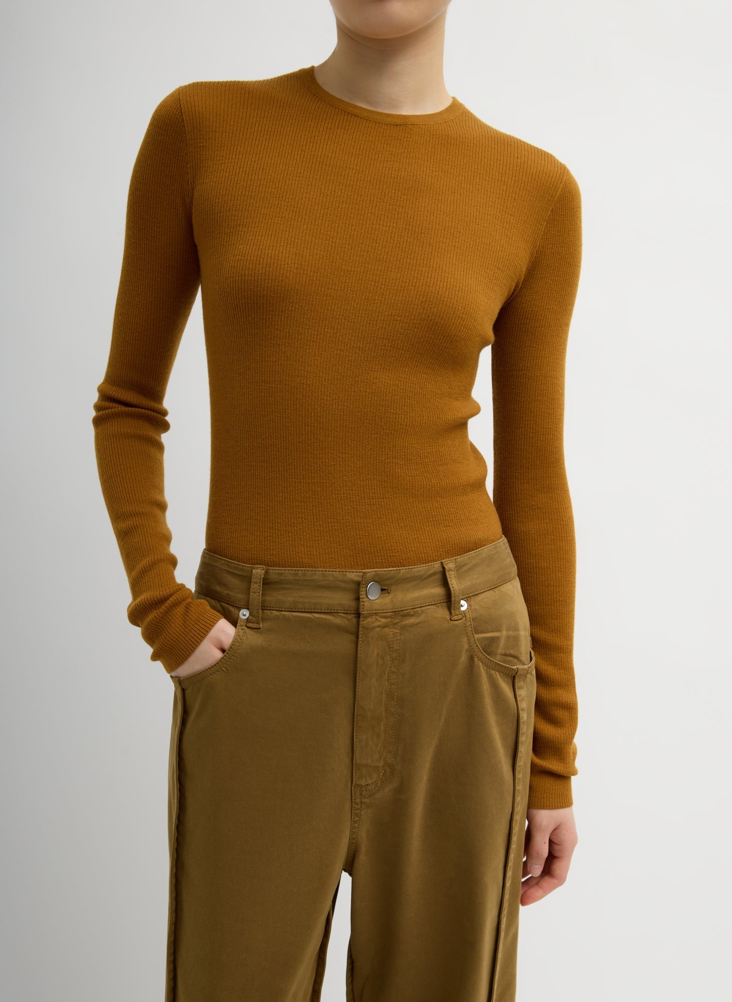 Featherweight Ribbed Sweater Crewneck Pullover | Tibi