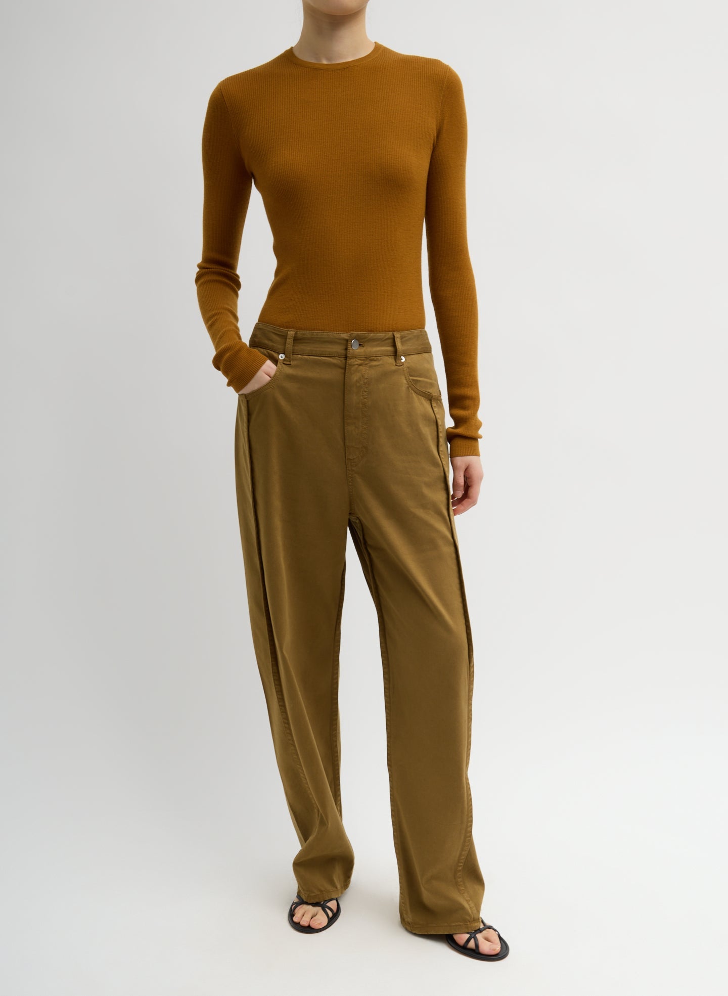 Featherweight Ribbed Sweater Crewneck Pullover | Tibi
