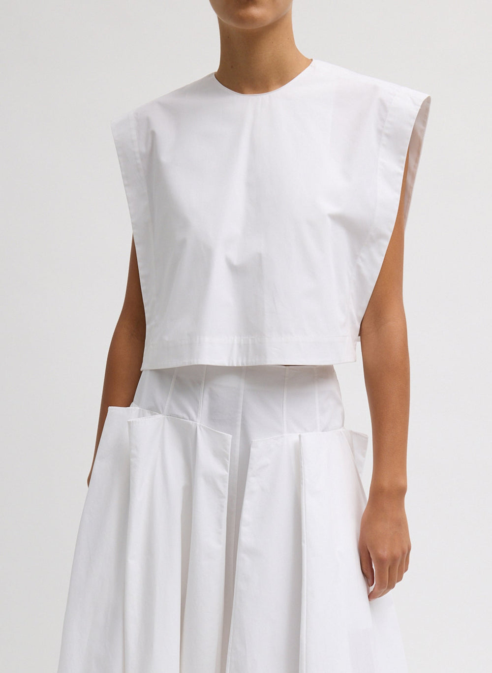 Compact Eco Poplin Cropped Square Top | Tibi