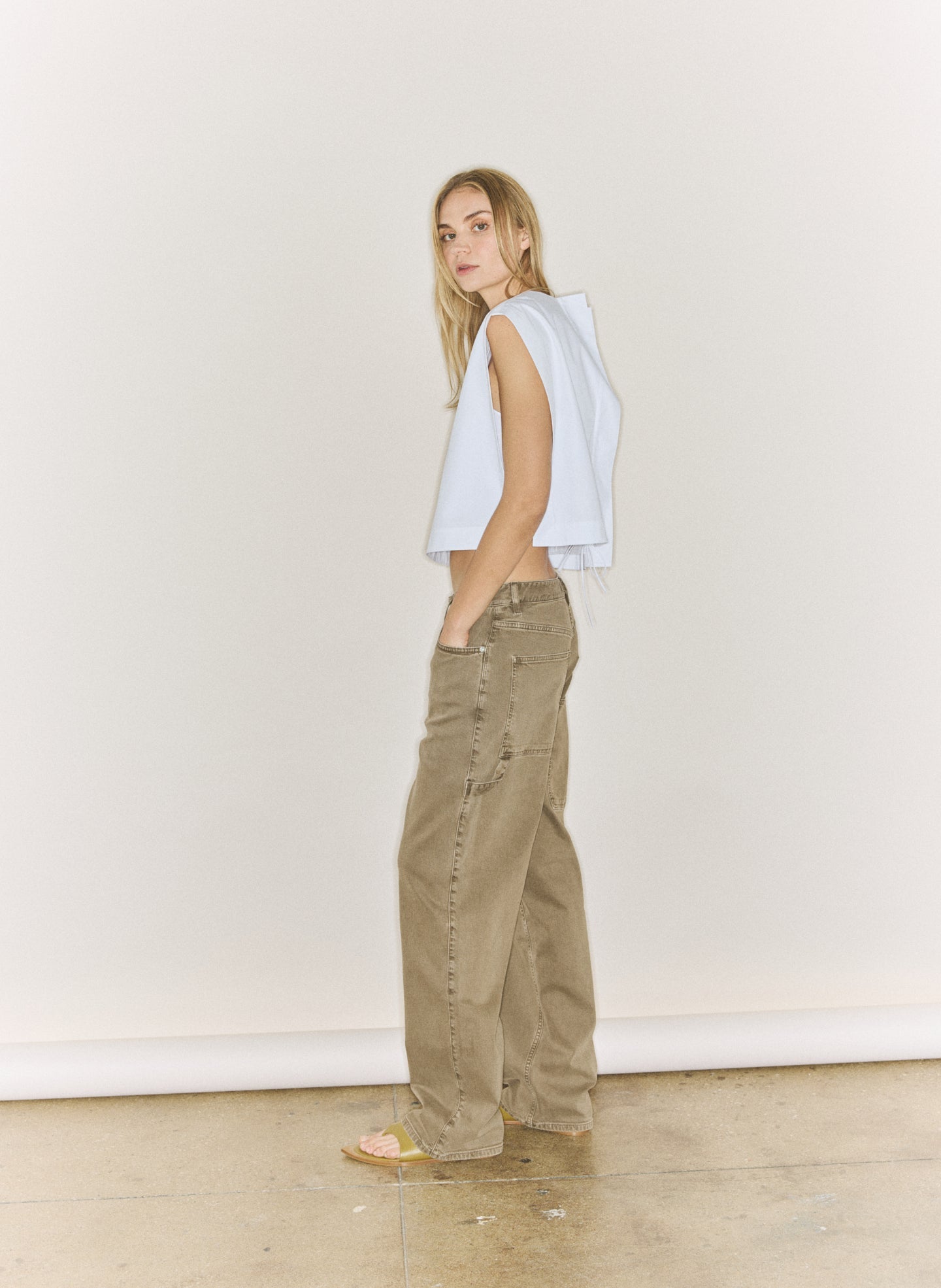 Compact Eco Poplin Cropped Square Top | Tibi