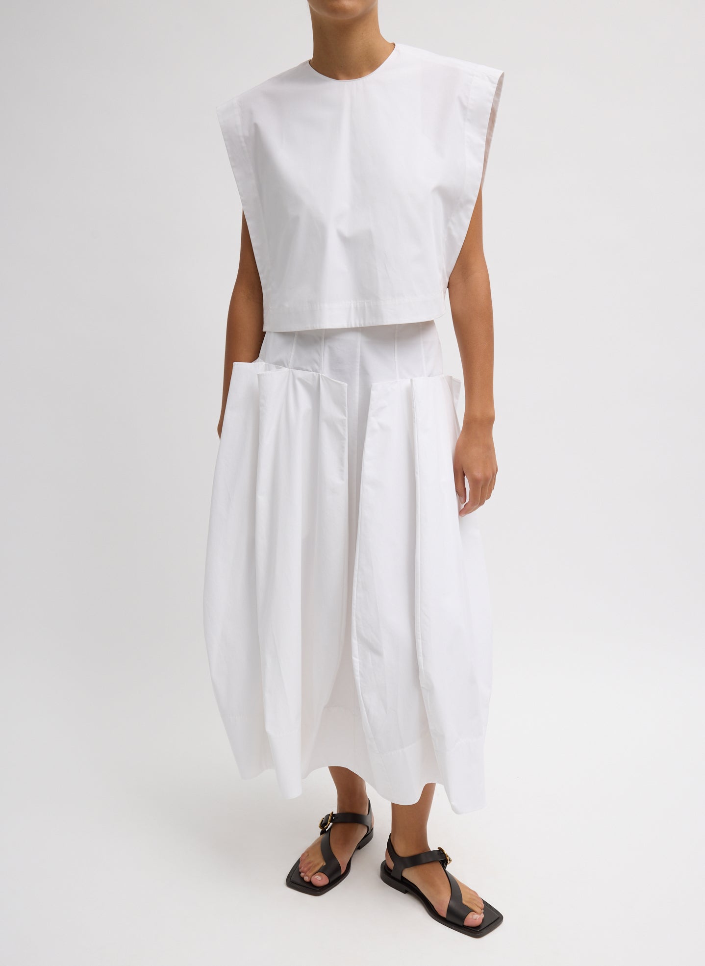 Compact Eco Poplin Cropped Square Top | Tibi