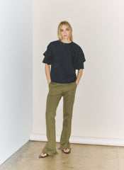 Compact Eco Poplin Reverse Sleeve Top | Tibi