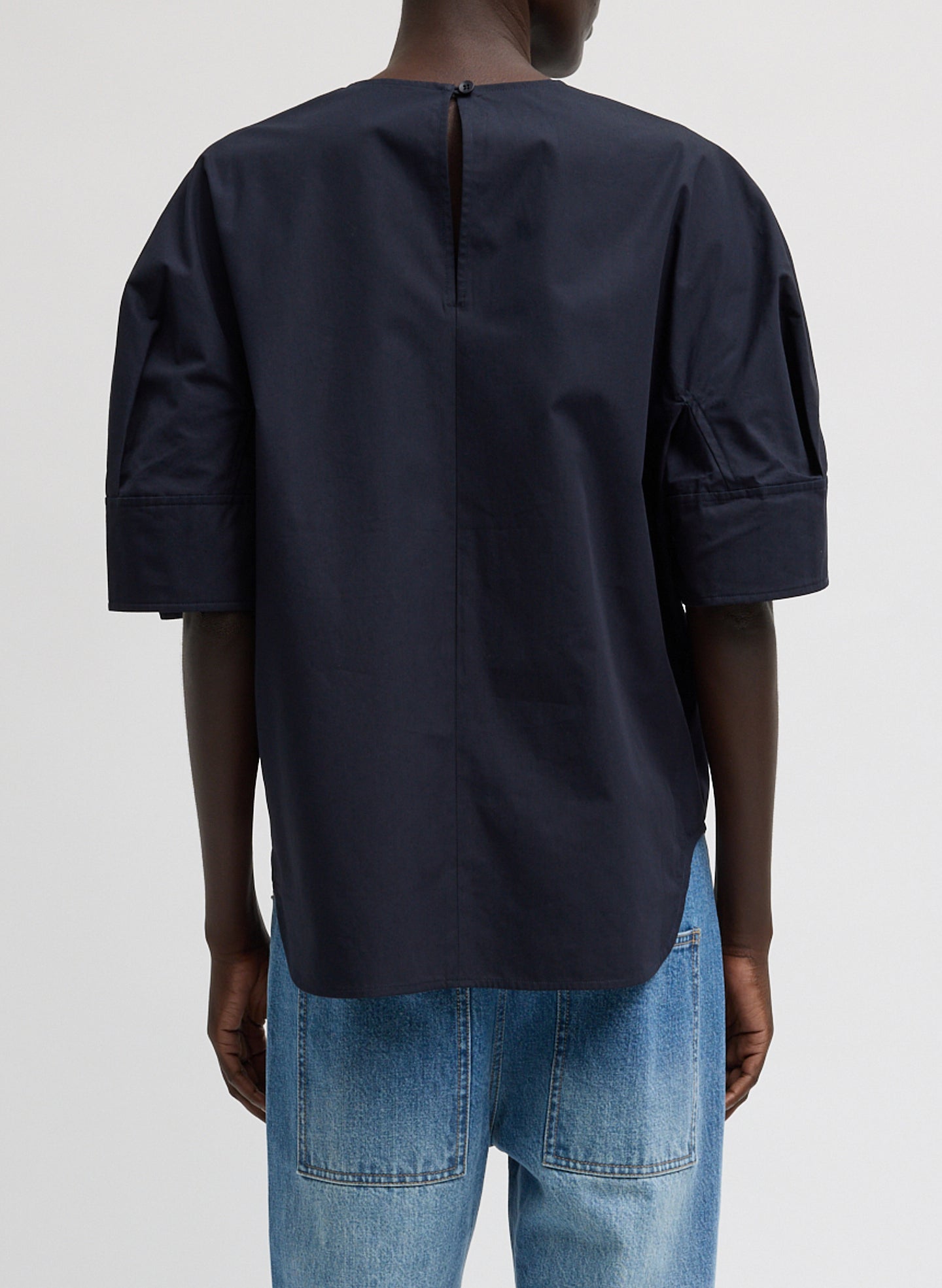 Compact Eco Poplin Reverse Sleeve Top | Tibi