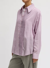 Ultra Light Silk Tencel Striped Pintucked Shirt | Tibi
