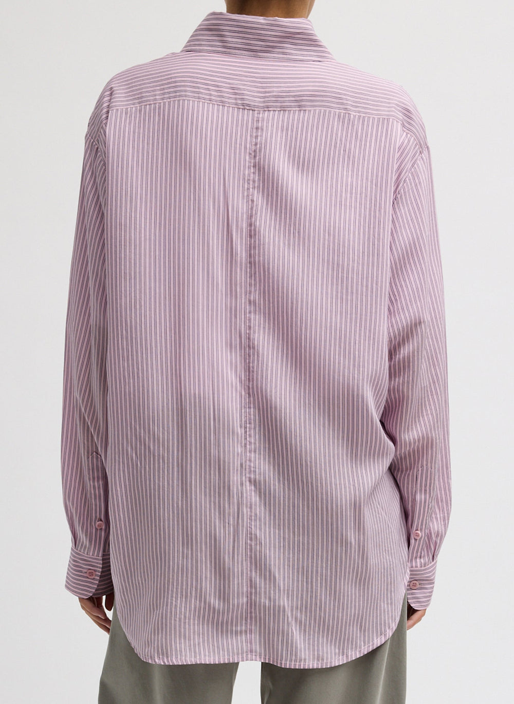 Ultra Light Silk Tencel Striped Pintucked Shirt | Tibi