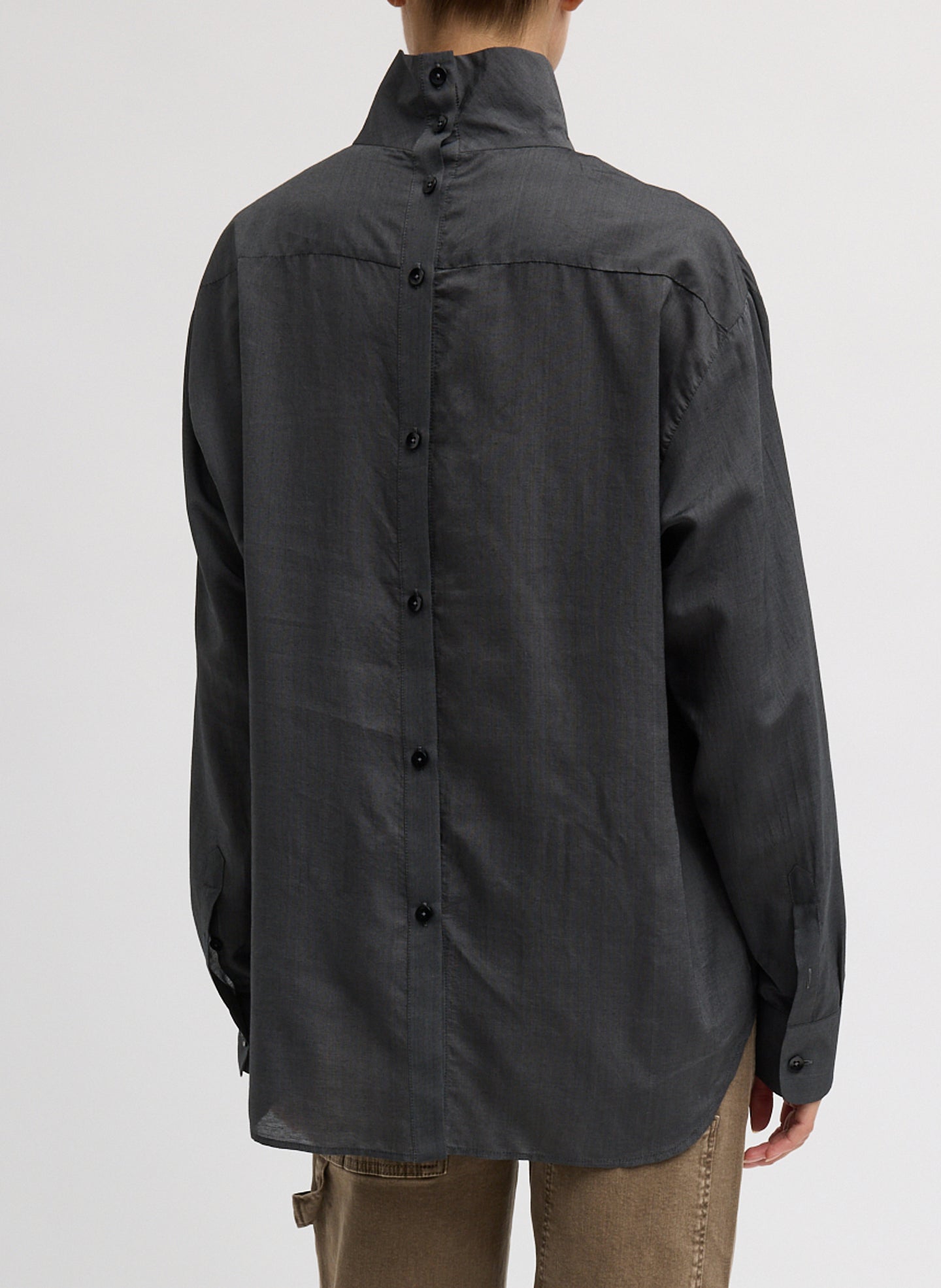 Ultra Light Silk Tencel Funnel Neck Shirt | Tibi