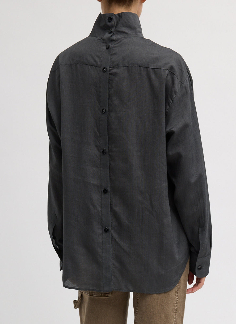 Ultra Light Silk Tencel Funnel Neck Shirt | Tibi