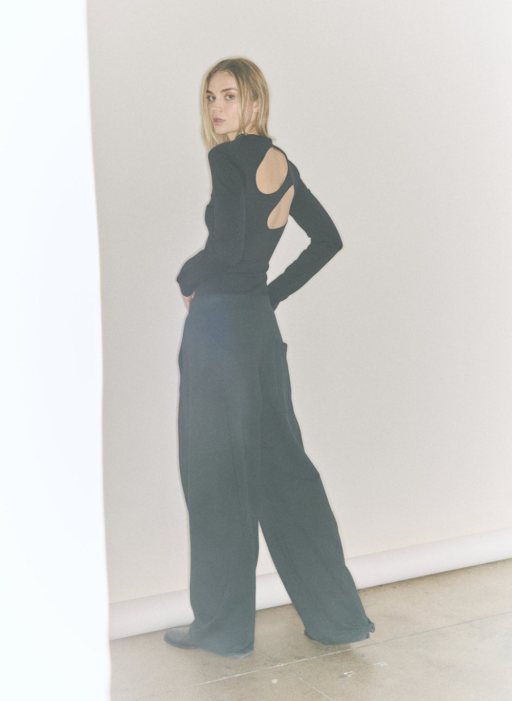 Compact Ultra Stretch Cut Out Back Top | Tibi
