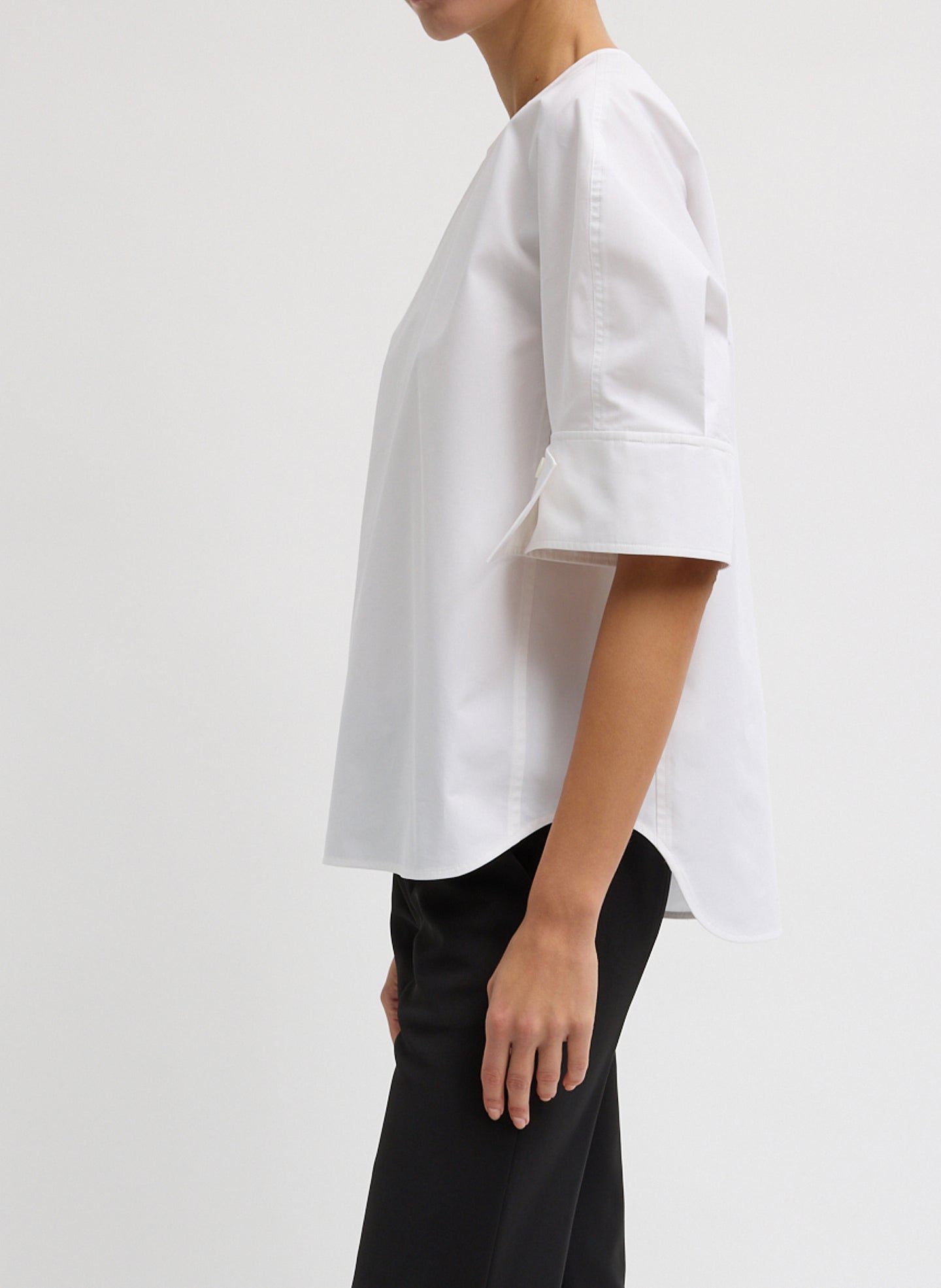 Compact Eco Poplin Reverse Sleeve Top | Tibi