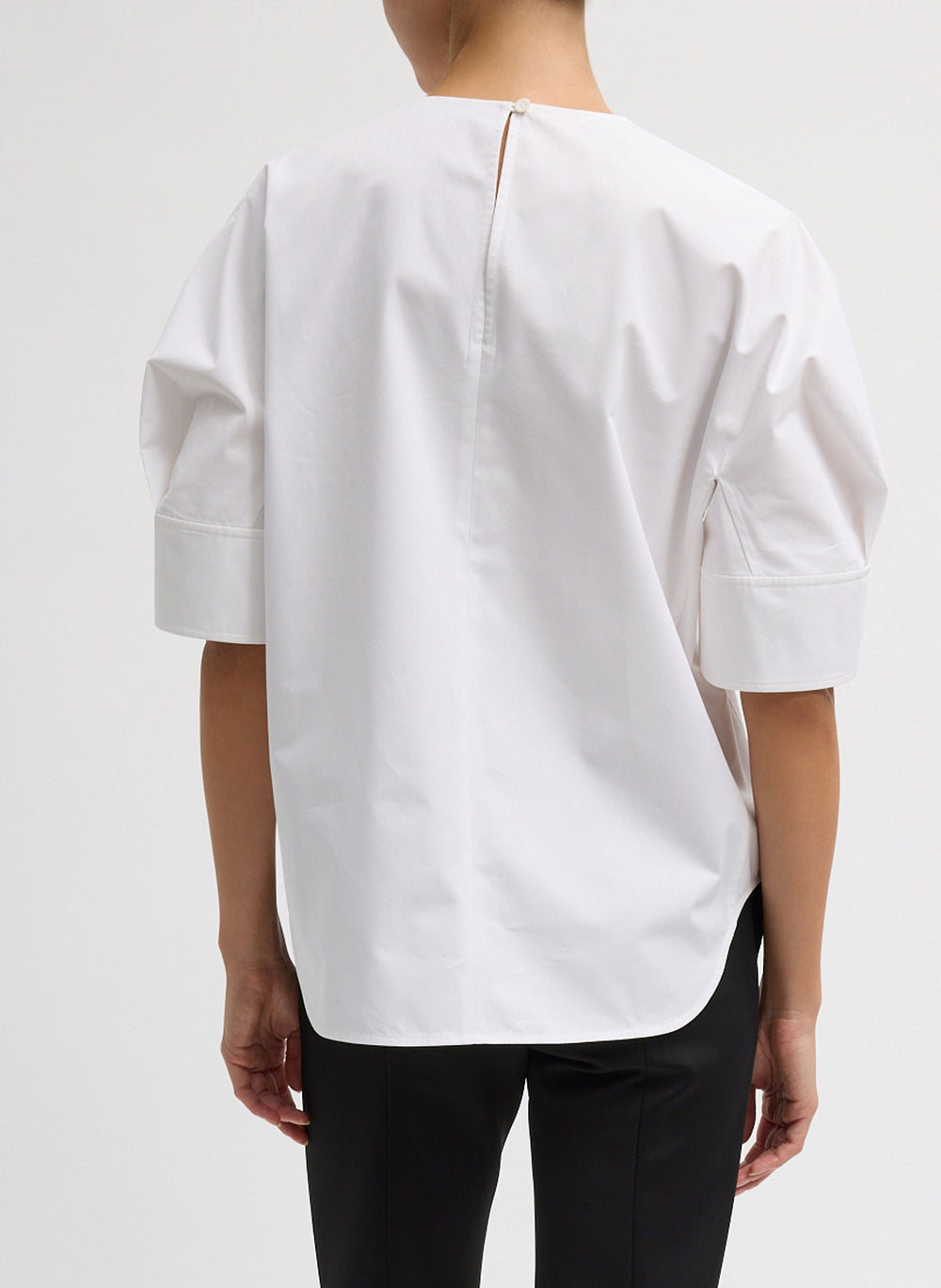 Compact Eco Poplin Reverse Sleeve Top | Tibi