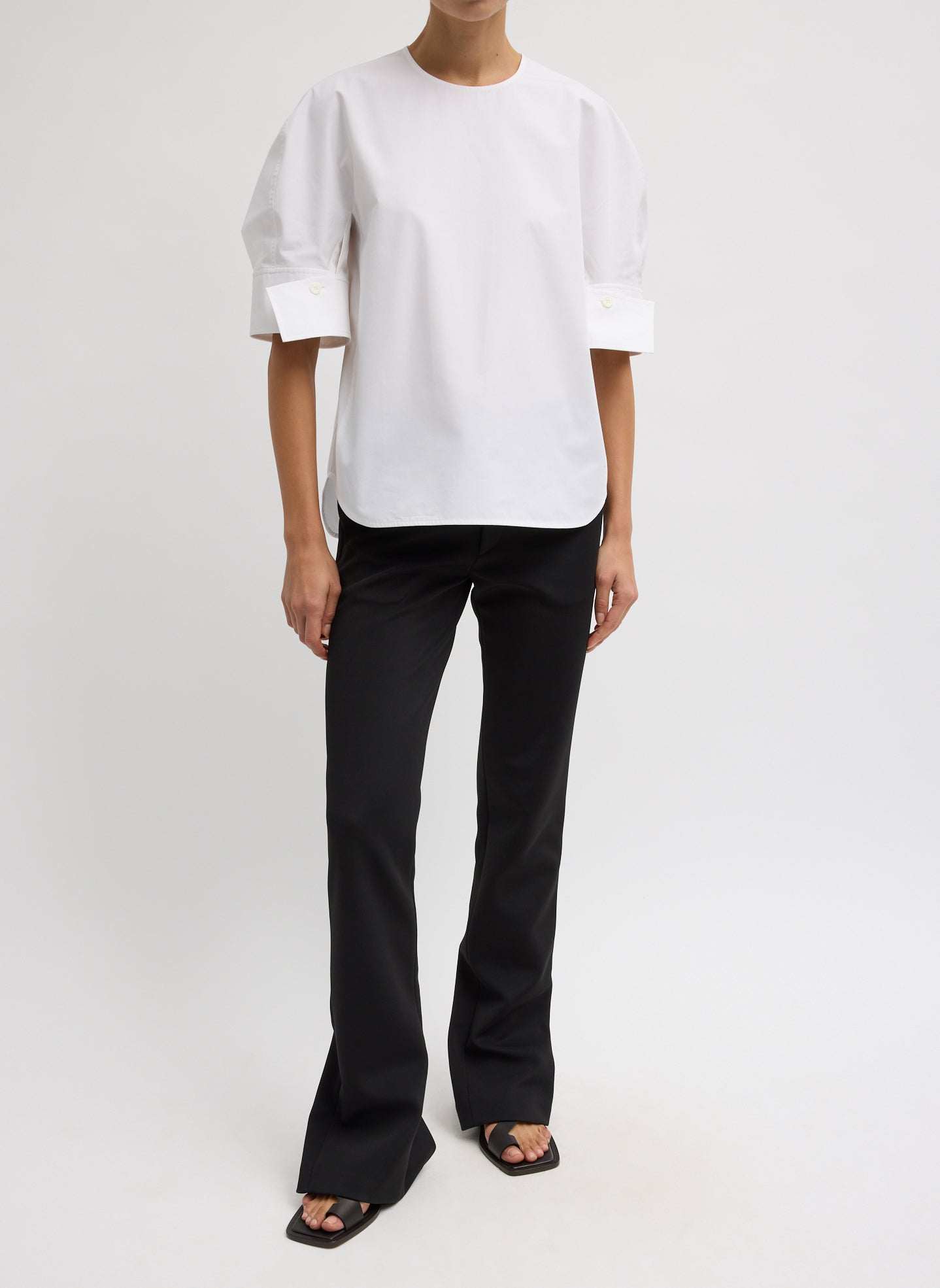 Compact Eco Poplin Reverse Sleeve Top | Tibi
