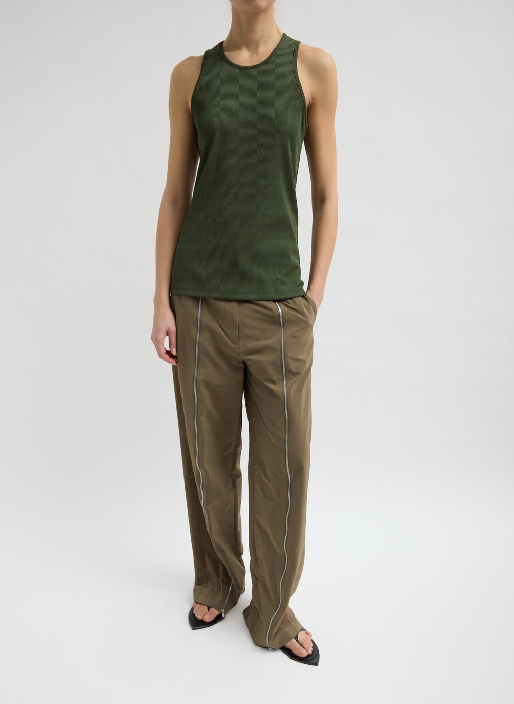 Stretch Luxe Ribbed Tank Top | Tibi