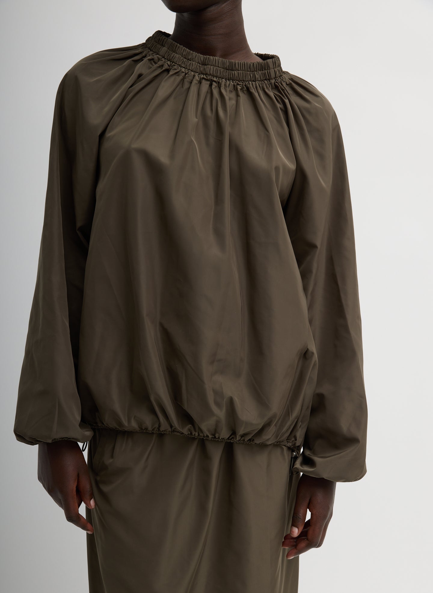 Italian Sporty Nylon Shirred Anorak Top | Tibi